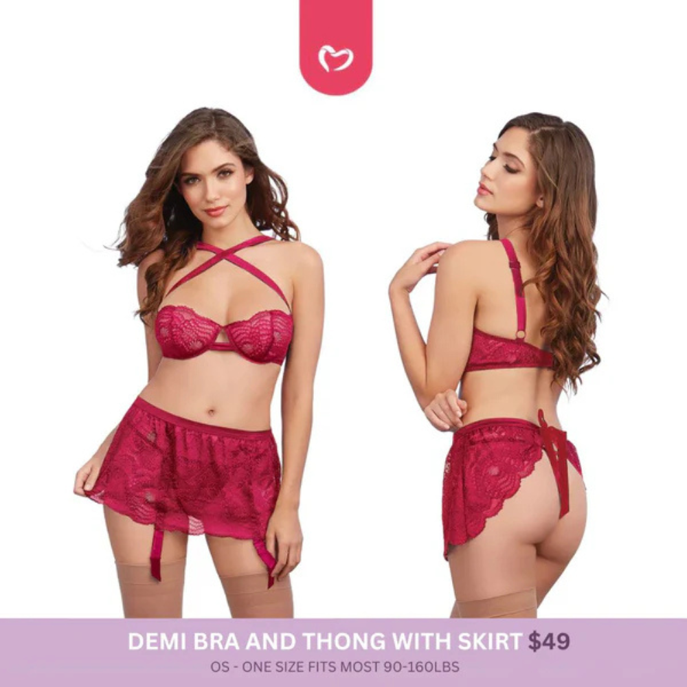 Demi Bra & Panty w/ Removable Skirt