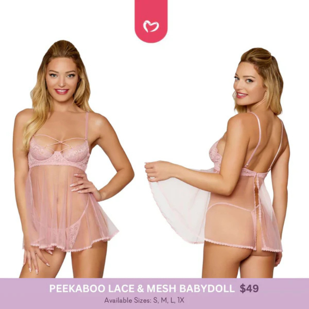 Peekaboo Lace & Mesh Babydoll Set