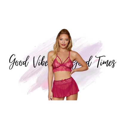 Lace Bralette w/ Matching Mini Skirt