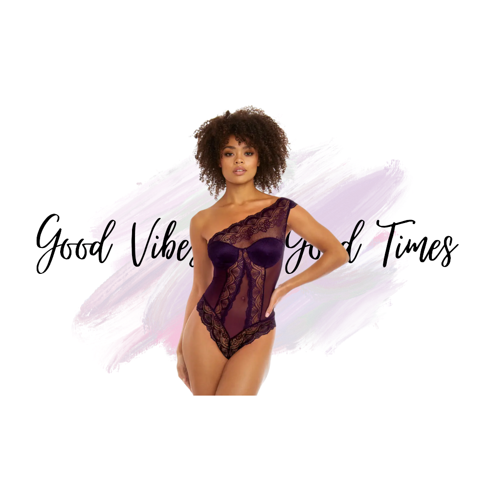 One Shoulder Lace Bodysuit - Plum