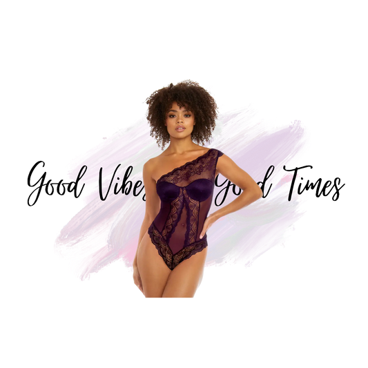 One Shoulder Lace Bodysuit - Plum